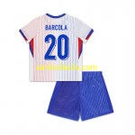 Camisolas de futebol França Bradley Barcola 20 Criança Equipamento Alternativa 2024 Manga Curta